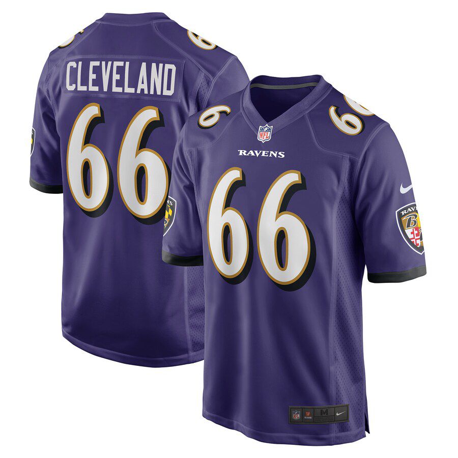 Men Baltimore Ravens 66 Ben Cleveland Nike Purple Game NFL Jersey